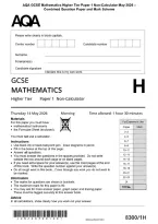 AQA GCSE Mathematics Higher Tier Paper 1 Non-Calculator May 2026 &NewLine;Combined Question Paper and Mark Scheme