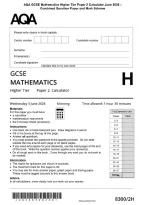 AQA GCSE Mathematics Higher Tier Paper 2 Calculator June 2026 &NewLine;Combined Question Paper and Mark Scheme