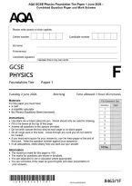 AQA GCSE Physics Foundation Tier Paper 1 June 2026 &NewLine;Combined Question Paper and Mark Schem