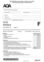AQA GCSE Physics Foundation Tier Paper 2 June 2026 &NewLine;Combined Question Paper and Mark Schem