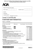 AQA Level 2 Certificate Further Mathematics Paper 2 Calculator June 2026 &NewLine;Combined Question Paper and Mark Scheme