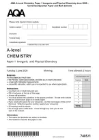 AQA A-Level Chemistry Paper 1 Inorganic and Physical Chemistry June 2026 &NewLine;Combined Question Paper and Mark Scheme