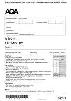 AQA A-Level Chemistry Paper 3 June 2026 &ndash; Combined Question Paper and Mark Scheme