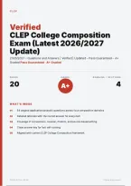 CLEP College Composition Exam Exam 2026&sol;2027 &ndash; Questions and Answers Essay Writing Rhetorical Analysis &vert; Complete Verified Answers &vert; Detailed Rationales &ndash; Pass Guaranteed &ndash; A&plus; Graded
