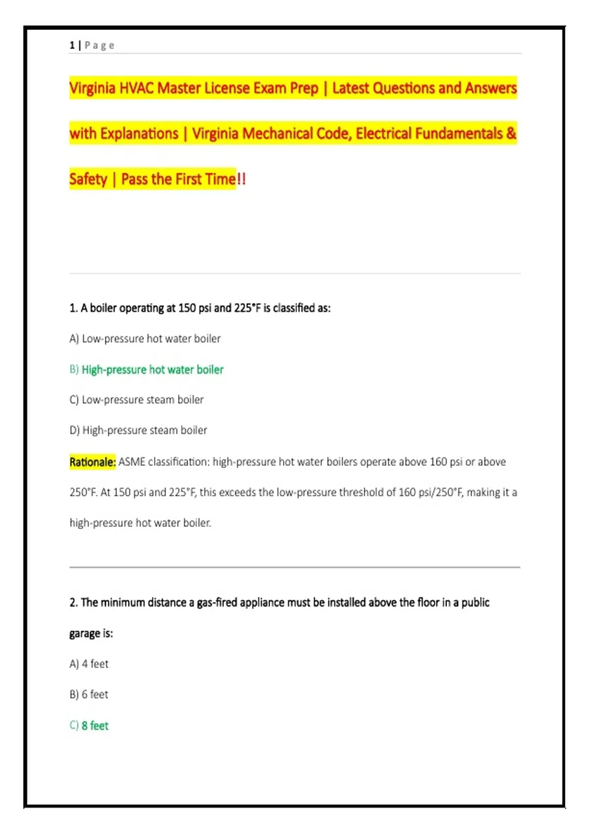 Safety First Pdf Virginia HVAC Master License Exam Prep | Latest Questions and Answers ...