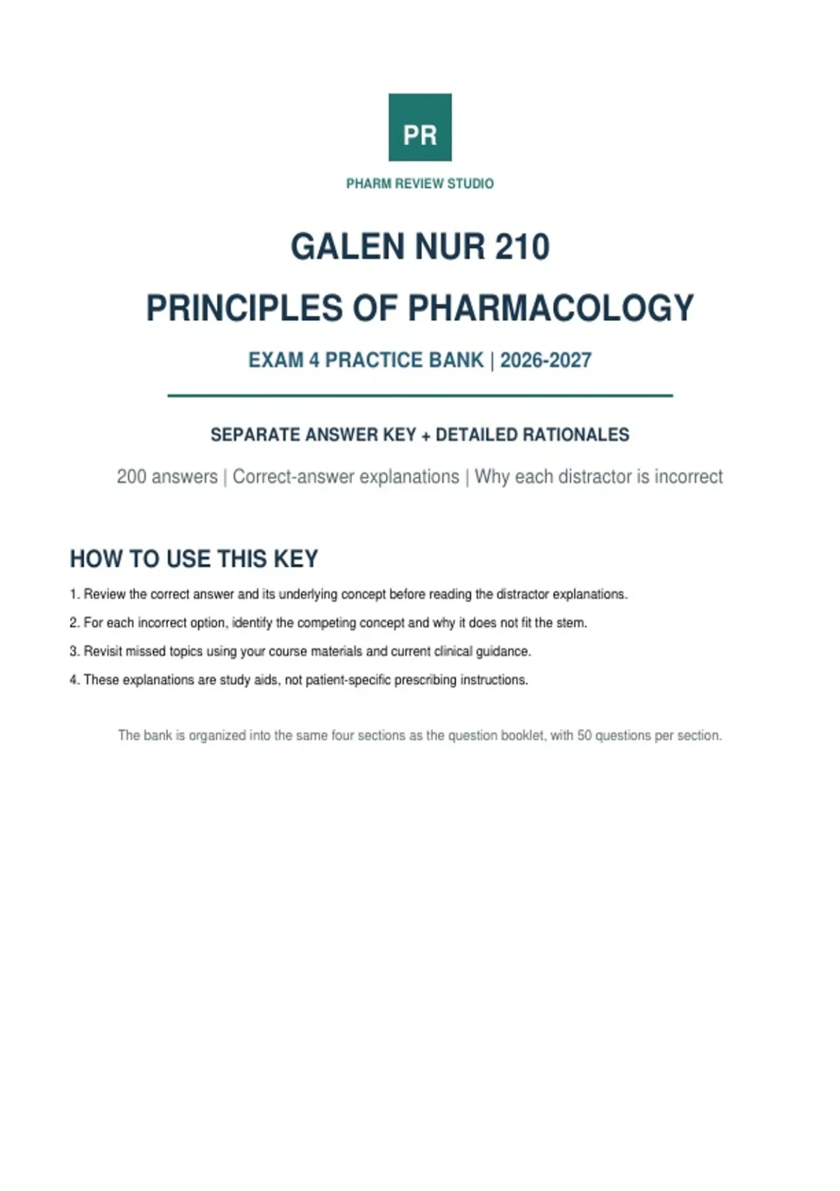 Why Practice GALEN NUR 210 PRINCIPLES OF PHARMACOLOGY EXAM 4 PRACTICE BANK ...