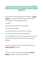 American Heritage Final Exam Latest 2026&sol;2027 &NewLine;Questions and Correct Detailed Answers Already &NewLine;Graded A&plus; 