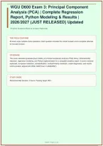 WGU D600 Exam 3&colon; Principal Component Analysis &lpar;PCA&rpar; &vert; Complete Regression Report&comma; Python Modeling & Results &vert; 2026&sol;2027 &lbrace;JUST RELEASED&rcub; Updated&NewLine;