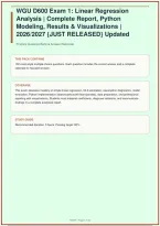 WGU D600 Exam 1&colon; Linear Regression Analysis &vert; Complete Report&comma; Python Modeling&comma; Results & Visualizations &vert; 2026&sol;2027 &lbrace;JUST RELEASED&rcub; Western Governors University