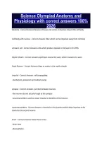 Science Olympiad Anatomy and Physiology with correct answers 100&percnt; 2026