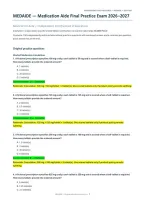 MEDAIDE Medication Aide Certification&colon; Comprehensive Final Practice Exam &ndash; 150 Questions &lpar;PDF&rpar; &vert; 2026&ndash;2027 &vert; Medication Aide Exam Preparation