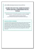 &NewLine; &NewLine;IAHCSMM &sol; HSPA CRCST FINAL EXAMINATION 2026&sol;2027 &vert; &NewLine;VERIFIED QUESTIONS & COMPREHENSIVE PRACTICE &NewLine;TESTBANK &NewLine;Healthcare Sterile Processing Association Standard &vert; Decontamination&comma; Sterilization & Quality Assurance &NewLine;250 Verified Questions &vert; 7 Core St