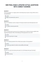 Emr Final Exam A Updated Actual Questions&NewLine;With Correct Answers&NewLine;