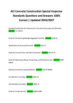 ACI Concrete Construction Special Inspector Standards Questions and Answers 100&percnt; Correct &vert; Updated 2026&sol;2027