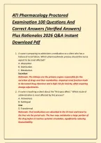 ATI Pharmacology Proctored Examination 100 Questions And Correct Answers &lpar;Verified Answers&rpar; Plus Rationales 2026 Q&A Instant Download Pdf
