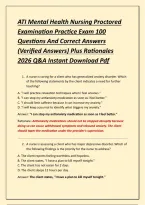 ATI Mental Health Nursing Proctored Examination Practice Exam 100 Questions And Correct Answers &lpar;Verified Answers&rpar; Plus Rationales 2026 Q&A Instant Download Pdf