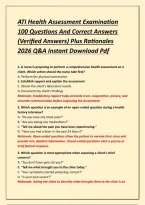 ATI Health Assessment Examination 100 Questions And Correct Answers &lpar;Verified Answers&rpar; Plus Rationales 2026 Q&A Instant Download Pdf