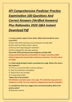 ATI Comprehensive Predictor Practice Examination 100 Questions And Correct Answers &lpar;Verified Answers&rpar; Plus Rationales 2026 Q&A Instant Download Pdf