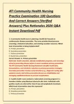 ATI Community Health Nursing Practice Examination 100 Questions And Correct Answers &lpar;Verified Answers&rpar; Plus Rationales 2026 Q&A Instant Download Pdf