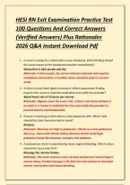 HESI RN Exit Examination Practice Test 100 Questions And Correct Answers &lpar;Verified Answers&rpar; Plus Rationales 2026 Q&A Instant Download Pdf