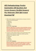 HESI Pathophysiology Practice Examination 100 Questions And Correct Answers &lpar;Verified Answers&rpar; Plus Rationales 2026 Q&A Instant Download Pdf