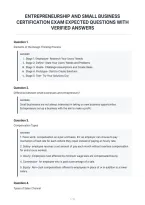 Entrepreneurship And Small Business&NewLine;Certification Exam Expected Questions With&NewLine;Verified Answers