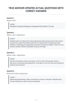 True Advisor Updated Actual Questions With&NewLine;Correct Answers