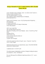 Dosage Calculation Exams Questions and Answers with Certified Solutions Updated 2026