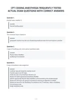 Cpt Coding Anesthesia Frequently Tested&NewLine;Actual Exam Questions With Correct Answers
