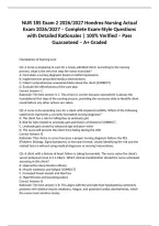 NUR 185 Exam 2 2026&sol;2027 Hondros Nursing Actual Exam 2026&sol;2027 &ndash; Complete Exam-Style Questions with Detailed Rationales &vert; 100&percnt; Verified &ndash; Pass Guaranteed &ndash; A&plus; Graded