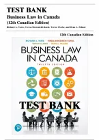 Test Bank & Solutions Manual Business Law in Canada 12th Edition by Richard A&period; Yates&comma; Teresa Bereznicki-Korol&comma; Trevor Clarke &vert; ISBN 9780135243558 &vert; All 15 Chapters &vert; Canadian Business Law Exam Prep &lbrack;2026&rsqb;