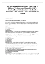 NR 565 Advanced Pharmacology Final Exam &vert; 2 Different Versions Actual Exam 2026&sol;2027 &ndash; Complete Exam-Style Questions with Detailed Rationales &vert; 100&percnt; Verified &ndash; Pass Guaranteed &ndash; A&plus; Graded