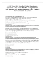 CCHT Exam 2026 &vert; Certified Clinical Hemodialysis Technician Actual Exam 2026&sol;2027 &ndash; Complete Exam-Style Questions with Detailed Rationales &vert; 100&percnt; Verified &ndash; Pass Guaranteed &ndash; A&plus; Graded