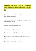 Anatomy And Physiology Actual Paper&NewLine;2026 Questions With Solutions Graded&NewLine;A&plus;