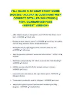 Ftce Health K-12 Exam Study Guide &NewLine;2026&sol;2027 Accurate Questions With &NewLine;Correct Detailed Solutions &vert;&vert; &NewLine;100&percnt; Guaranteed Pass &NewLine;<Newest Version> 