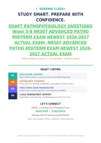 Edapt Pathophysiology Questions Week 5-8 Nr507 Advanced Patho Midterm Exam Newest 2026-2027 Actual Exam -Nr507 Advanced Patho Midterm Exam Newest 2026-2027 Actual Exam