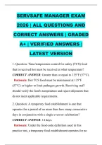 Servsafe Manager Exam &NewLine;2026 &vert; All Questions And &NewLine;Correct Answers &vert; Graded &NewLine;A&plus; &vert; Verified Answers &vert; &NewLine;Latest Version 
