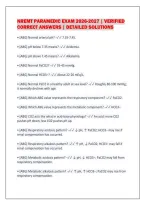 Nremt Paramedic Exam 2026-2027 &vert; Verified&NewLine;Correct Answers &vert; Detailed Solutions
