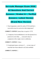 Servsafe Manager Exam 2026 &vert; &NewLine;All Questions And Correct &NewLine;Answers &vert; Graded A&plus; &vert; Verified &NewLine;Answers &vert; Latest Version &NewLine;&lpar;Brand New Version&rpar; 
