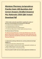 Montana Pharmacy Jurisprudence Practice Exam 100 Questions And Correct Answers &lpar;Verified Answers&rpar; Plus Rationales 2026 Q&A Instant Download Pdf