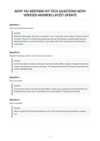 Aphy 102 Midterm Ivy Tech Questions With Verified Answers Latest Update