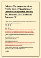 Nebraska Pharmacy Jurisprudence Practice Exam 100 Questions And Correct Answers &lpar;Verified Answers&rpar; Plus Rationales 2026 Q&A Instant Download Pdf