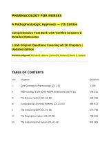 PHARMACOLOGY FOR NURSES&NewLine;A Pathophysiologic Approach &mdash; 7th Edition&NewLine;Comprehensive Test Bank with Verified Answers & Detailed Rationales&NewLine;1&comma;050 Original Questions Covering All 50 Chapters &vert; Updated Edition&NewLine;Authors Aligned&colon; Michael P&period; Adams &vert; Leland N&period; Hol