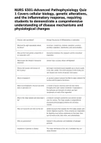 NURS 6501-Advanced Pathophysiology Quiz 1 Covers cellular biology&comma; genetic alterations&comma; and the inflammatory response&comma; requiring students to demonstrate a comprehensive understanding of disease mechanisms and physiological changes