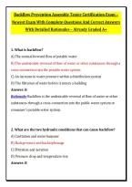 Backflow Prevention Assembly Tester Certification Exam &ndash; &NewLine;Newest Exam With Complete Questions And Correct Answers &NewLine;With Detailed Rationales &ndash; Already Graded A&plus;