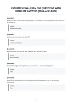 Esthetics Final Exam 100 Questions With&NewLine;Complete Answers &lpar;100&percnt; Accurate&rpar;