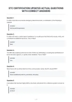 Etc Certification Updated Actual Questions&NewLine;With Correct Answers