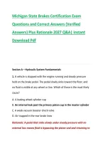 Michigan State Brakes Certification Exam &NewLine;Questions and Correct Answers &lpar;Verified &NewLine;Answers&rpar; Plus Rationale 2027 Q&A&vert; Instant &NewLine;Download Pdf