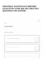 Industrial Maintenance Midterm Exam Study Guide 2026&ndash;2027 &vert; Practice Questions And Answers