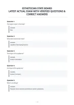 Esthetician State Board&NewLine;Latest Actual Exam With Verified Questions &&NewLine;Correct Answers